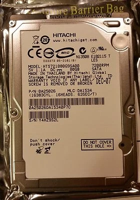 Hitachi Travelstar 7K100 HTS721080G9SA00 80 GB,Internal,7200 RPM,2.5"***NEW***** - Image 1 of 2