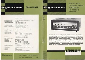 Instructions Manual With Diagram For Dynacord Commander - Picture 1 of 1
