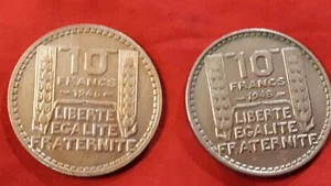 2 Pièces de 10 Francs Turin 1946 et 1948 Cupronickel Lot n°ç755/3 - Foto 1 di 4