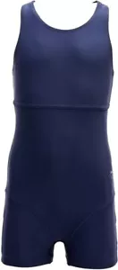 NEW SLAZENGER WOMENS NAVY BLUE SWIM BOYLEG RACER SWIMSUIT ONE PIECE SIZE 14 - L - Picture 1 of 2