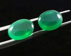 Par de cabujones de ónix verde 100 % natural de 3,20 quilates forma ovalada piedras preciosas sueltas. - Imagen 1 de 6