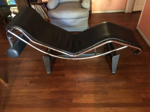 Italian Mid-Century Modern Steel & Leather Chaise Lounge Cover