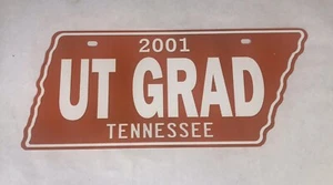 2001 UT GRAD Tennessee License Plate ORANGE VOLS Color TN Auto Tag State Shaped - Picture 1 of 4