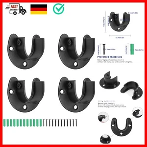 4 Stück Kleiderstange Halterung, Stangenhalterung aus Edelstahl, Schwarze Sch... - Bild 1 von 8