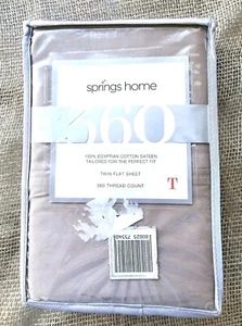 New Spring Home 100% Egyptian Cotton 360 Thread Count Twin Flat Sheet Color Flax - Picture 1 of 2