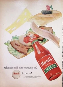 VINTAGE 1950s Print Ad ~ Hunt's Tomato Catsup ~ What do cold cuts warm up to? - Picture 1 of 1