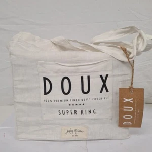 Jenny Mclean Doux Quilt Cover 3pc Sets 100% Premium Linen - Super King - White - Picture 1 of 4