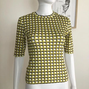 Nicole Miller NY Fluo Yellow Black White Top / Size S / Immaculate Condition! - Picture 1 of 8