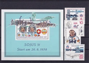 RDA MNH ** 2359-62 y Bloque 53 URSS/RDA Soyuz misión espacial - Imagen 1 de 1