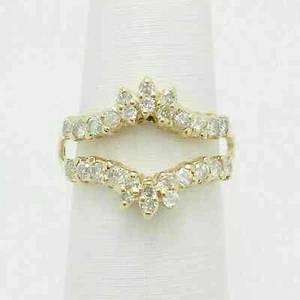 1.50CT Round Lab Created Diamond Enhancer Guard Wrap Ring 14k Yellow Gold Plated - Picture 1 of 3