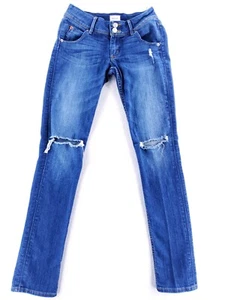 Hudson Damen Größe 25 Collin Schlag Skinny Jeans dunkle Waschung niedriger Bund abgenutzt - Bild 1 von 8