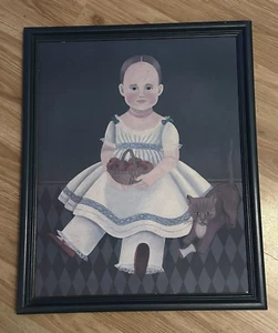Vintage Folk Art Framed Print 18”x22” Arlene Strader - Picture 1 of 6