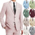 Men 2 Piece Linen Suit Groomsmen Formal Wedding Tuxedo Suit Blazer+Pants 42r 44r