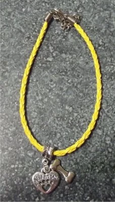 Плетеный кожаный браслет с брелоками кости сердце лапа - лучшие друзья - цвета - домашнее животное собака - Изображение 1 из 2