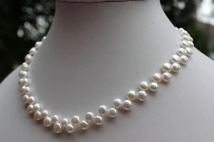 A51 40 cm perlas de agua dulce collar de joyería collar de 2 filas joyería auténtica tren - Imagen 1 de 1