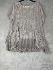 Simply Couture Women 2X Feminine Lace Detail Ruffles tiered tunic lagenlook boho - Picture 1 of 12