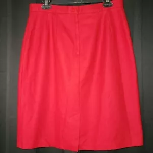 Katherine Marie Wool Skirt 16P Vtg Back Button Closure USA Red Mini Length Lined - Picture 1 of 9