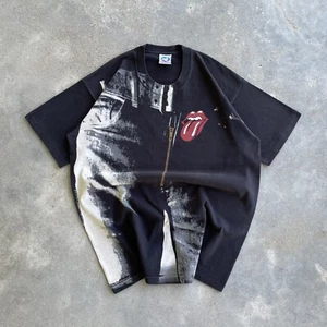 Vintage 1994 The Rolling Stones Sticky Fingers AOP Liquid Blue Rock Band Tshirt - Picture 1 of 5