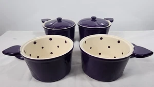 Temp-Tations forno vecchio mondo viola a pois forma cuore manico ramoscelli coperchio - Foto 1 di 8