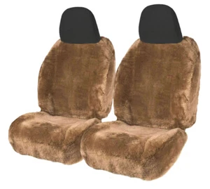 Fits W124 Mercedes 100% Sheepskin Brown Camel Fur Full Cover Seat Covers - Picture 1 of 4