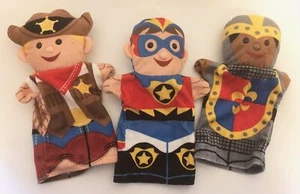 (3) Melissa & Doug BOLD BUDDIES Marionetas de Mano CABALLERO SHERIFF SUPERHÉROE Lote J6 - Imagen 1 de 1