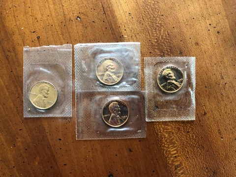 1955+1956+1957+1958 Lincoln Wheat Penny Cent Set ~ Unopened Proof~ 4 Coins Cover