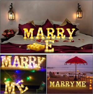 LED Light Up Letters MARRY ME Sign Warm White LEDs Wedding Engagement Proposal