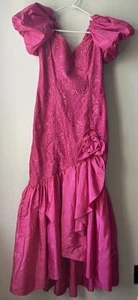 Vestido de graduación vintage años 80 Barbie rosa encaje manga abullonada - Imagen 1 de 6