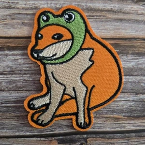 Sombrero de Rana Derpy Perro Shiba Inu Internet Meme Bordado Hierro en Parche - Imagen 1 de 2