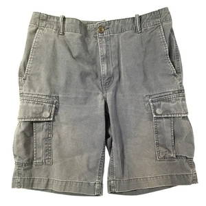 Lands End Cargo Shorts Men's 32 Faded Navy Blue Snap Pockets Sturdy Cotton - Picture 1 of 15