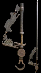 Antique cat Neko Jizai kettle holder rural Japan 1900 iron craft - Picture 1 of 12