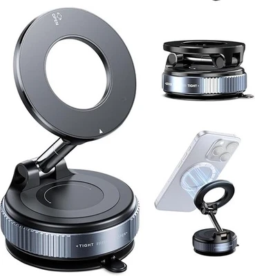 Vacuum Magnetic Phone Holder for Car – Zinc Alloy Suction Car Mount, Adjustable - Image 1 of 4