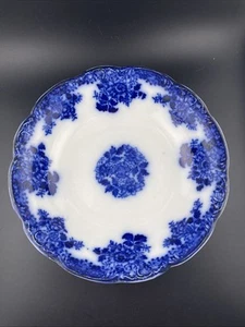 ANTIQUE NEW WHARF POTTERY CO. ENGLAND WALDORF BLUE FLOW 9” Bowl LATE 1800s - Picture 1 of 7