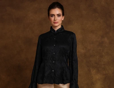 Brooks Brothers 黑色 Sllk 衬衫 尺寸 2P 豪华 职业 时尚 晚间 假日派对 — 第 1/4 张图片