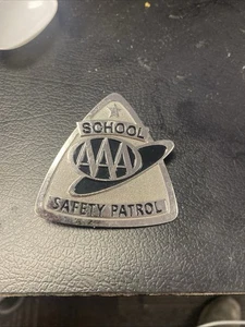 Vintage 1970s AAA Black Chrome School Guard Crossing Safety Patrol Badge - Picture 1 of 2