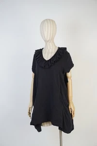 Ganni Black Ruffled Collar Oversized Tunic Boho Pockets Size Xs/S - Picture 1 of 11