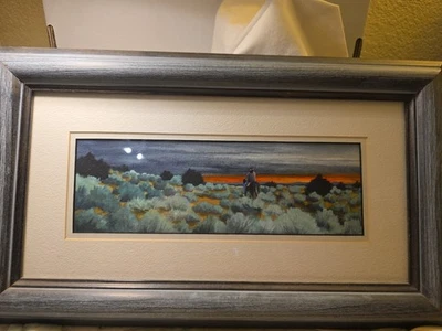 Acuarela Original Nativo Americano Carla Romero “Nuevo México Sunset” Firmada  Foto 1 de 4