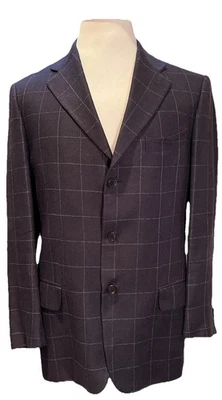 Chaqueta Abrigo Deportivo ETRO Milano Azul Marino Ventana Lino Lana Talla 52L EE. UU. 40L P19284 Foto 1 de 4