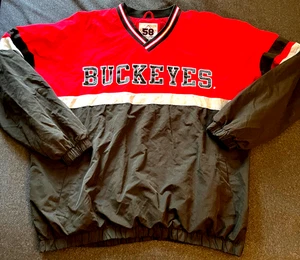 Vintage Ohio State Buckeyes Jacket Mens XXXL Red Black Pullover Windbreaker 3XL - Picture 1 of 3