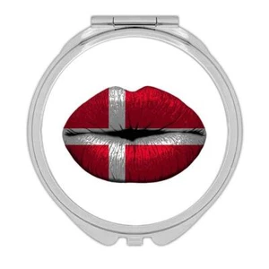 Gift Compact Mirror : Lips Danish Flag Denmark Expat Country For Her Woman - Picture 1 of 3