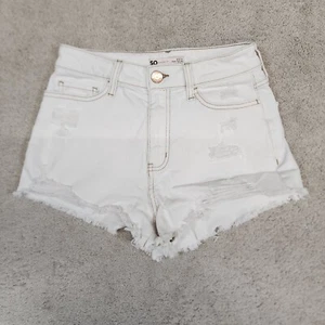 SO Super High Rise Cutoff Shorts Juniors 5/27W White Rainbow Pocket - Picture 1 of 11