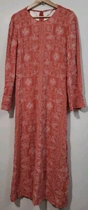 Zara Maxikleid Mandarine Orange bestickt Langarm hinten offen Medium Neu mit Etikett - Bild 1 von 5