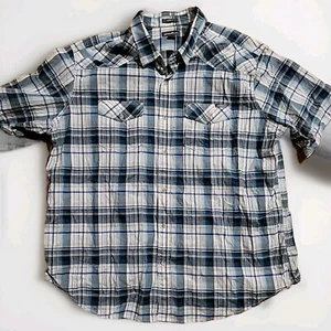 Eddie Bauer Classic Fit Shirt 2XL SS Western Look Button-Up Plaid 54" Chest - Picture 1 of 8
