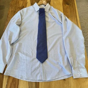 Jones Long Sleeve Dress Shirt Size 34/35 white & Pierre Victoire blue Silk Tie - Picture 1 of 9