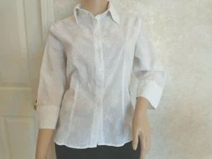 Essentials White Embroidered Blouse by Milano, Italy (#1517) - Picture 1 of 12