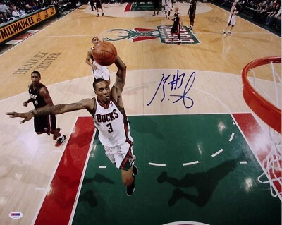 Brandon Jennings Signed Bucks Basketball 16x20 Photo PSA/DNA COA Star Autograph - Image 1 of 4