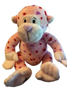 GANZ Webkinz Pink Heart Print Love Valentine Monkey Plush Stuffed Animal Toy - Picture 1 of 6