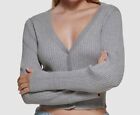 $69 DKNY Jeans Women's Grey Long Sleeve Snap Front Cardigan Sweater Size M