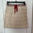 vintage Anna Sui Embroidered Waistband Crochet ruffle skirt New With Tags