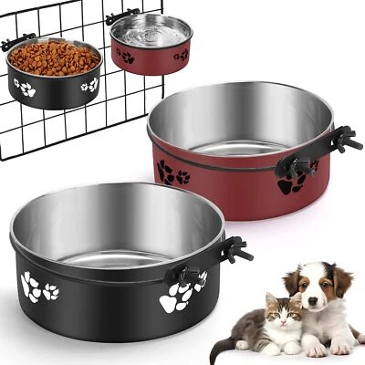 VALINKS 2 Pack Crate Bowls Mountable Stainless Steel Kennel Bowls for Medium or Small...